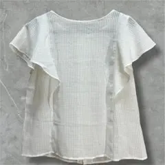 [美品]フリル袖 ホワイトブラウス 半袖