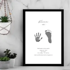 【２枚セット】手形足形アート 命名書 誕生日 一歳 ハーフバースデー .918