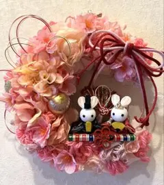 ★ひな祭り★ひな飾り★三日月型リース★ハンドメイド ★布リース