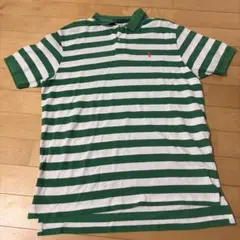 Polo by Ralph Lauren 緑と白ストライプ ポロシャツ XL