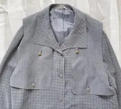 Mary Lester チェック柄グレーコート　古着　vintage 韓国