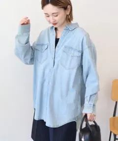 AMERICAN HOLIC Wポケットデニムシャツ ライトインディゴ