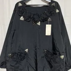 【新品未使用】PIONIE 黒　花　ナイロンエプロン