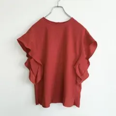 【美品】Spick and Span ソデフレアブラウス オレンジ パールボタンのサムネイル