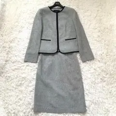 極美品✨グリーンレーベル フォーマル スーツ セットツイード ノーカラー