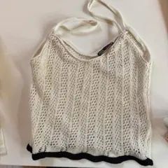 ZARA アイボリー レース編みキャミソール S