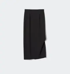 ユニクロ ストレッチダブルフェイスナロースカート ブラック