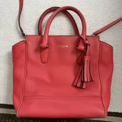 COACH 2WAY ハンドバッグ タッセル付き コーラルピンク