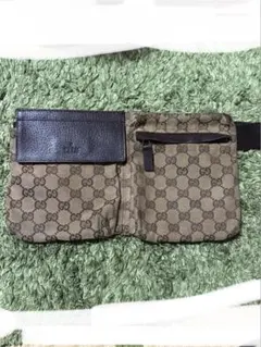 【訳あり】GUCCI グッチ GGキャンバス ウエストポーチ ボディバッグ