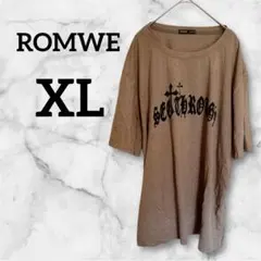 ROMWE 【XL】セクシー プリント Tシャツ ベージュ　バックプリント