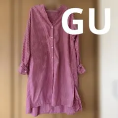 GU ロングシャツ　ストライプ　M