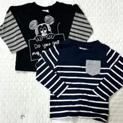 ディズニー&エルフィンドール 長袖カットソー2枚セット ボーダー 80