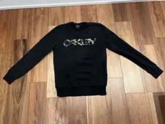 OAKLEY ブラック スウェット 迷彩 スカルタグ ビックロゴ カモフラ　M