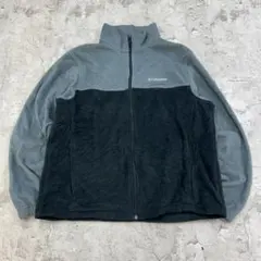 コロンビア　フリースジャケット　ドローコード　古着　グレー　ブラック　XL