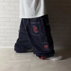 デッドストック！エミネム 超極太 デニム バギーパンツ 濃紺 光沢 B系 刺繍 デッドストック！エミネム 超極太 デニム バギーパンツ 濃紺 光沢 B系