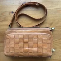 ズッケロ フィラート お財布ショルダーバッグ キャメル　牛革