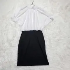 EMODA ノースリーブひざ丈ワンピース　白黒Fサイズ　バックスリット　Y2kのサムネイル