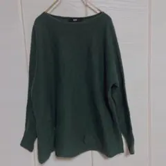 UNIQLO 長袖ニット セーター ウールブレンド ダークグリーン Sサイズ