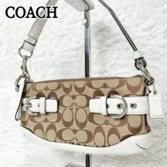 COACH アクセサリーポーチ 5107 シグネチャー ベルト ホワイトレザー