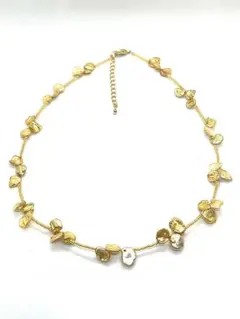 【希少テリ強】本真珠ゴールドカラーケシパールネックレス10mm