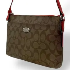 極美品✨コーチ ショルダーバッグ PVC レザー シグネチャー 茶 オレンジ