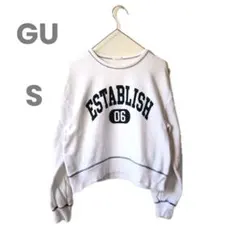 Sジーユー　GU ロゴプリント　スウェット　プルオーバー ホワイト　トレーナー