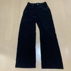 SHEIN 黒 コーデュロイ ワイドパンツ フロントボタン付き