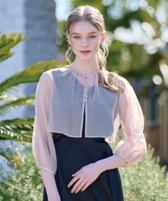 DRESSTERIOR カーディガン 「前後2WAY」オーガンジーギャザーボレロ