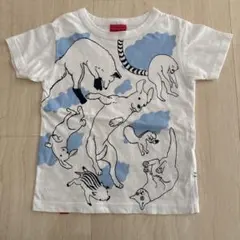 オジコ OJIKO Tシャツ ホワイト 動物ジャンプ柄　プリント 6Aのサムネイル