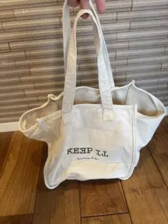 ZARA ザラ KEEP LL キャンバストートバッグ 手提げ アイボリー