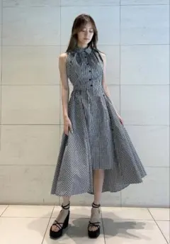 ANAYI 23SS カリグラフィープリントノースリーブ ブラウス 38 アナイ 