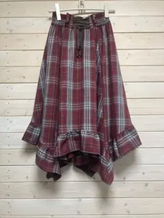 タータンチェックイレヘムスカート　フリーサイズ