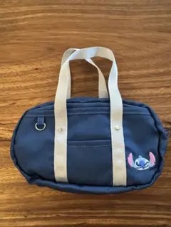 スティッチ刺繍ネイビー ペンケース　ポーチ