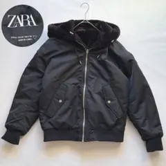 ZARA ザラ　リバーシブルボンバージャケット　フェイクファー　MA-1 黒　M