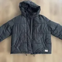 黒 フード付き キルティングダウンジャケット