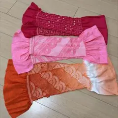 赤とピンクの花柄帯揚げ2本セット
