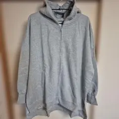 新品 ギャップ GAP グレー ジップアップ フーディ サイドスリット付き