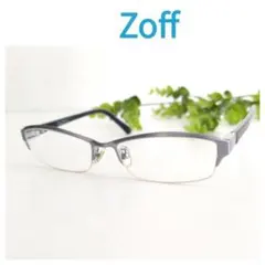 Zoff ゾフ 眼鏡 メガネ ハーフリム ナイロール スクエア シルバー 軽量