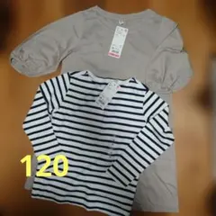 UNIQLO 2点　長袖カットソー、七分袖ワンピース　120 綿Ι100%