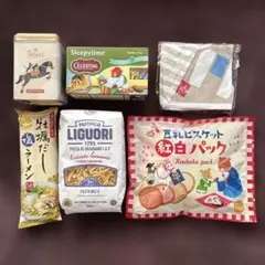 カルディ 2026 食品 福袋　紅茶　パスタ　豆乳ビスケット　エコバッグ　6点