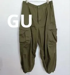 GU スーパーワイドカーゴパンツ L カーキ ミリタリー ストリート ジーユー