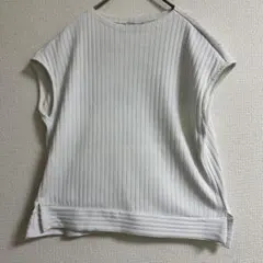 トゥモローランド リブ カットソー フレンチスリーブ ホワイト 白