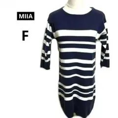 MIIA【ミーア】ニットワンピース　ボーダー　七分袖　フリーサイズ　チュニックのサムネイル