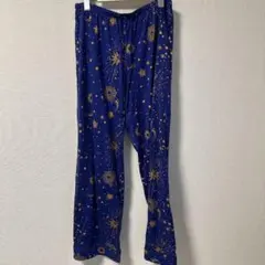 ルームサービス 星月太陽柄 ボトムス ストレート M 紺 聚脂 部屋着のサムネイル