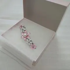 淡水真珠 バレッタ 真珠 本物 パール 花 ピンク ヘアアクセサリー