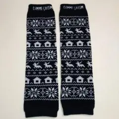 COMME CA ISM ノルディック柄 レッグウォーマー ネイビー 匿名発送