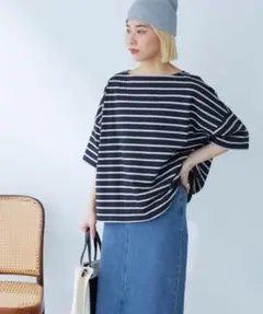 【新品未使用・Chaco closet ・オーバーサイズ ボーダー半袖Tシャツ】