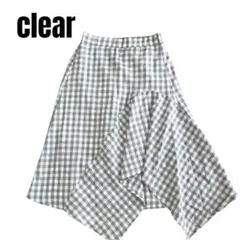 【クリア】ひざ丈 ギンガムチェック スカート アシンメトリー 個性的カジュアル