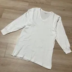 GUNZE 快適工房日本製 ホワイト Vネック 八分袖インナーTシャツ Ｌ