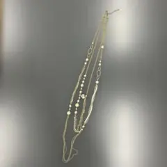 ロングネックレス パール調 ラインストーン ゴールドカラー